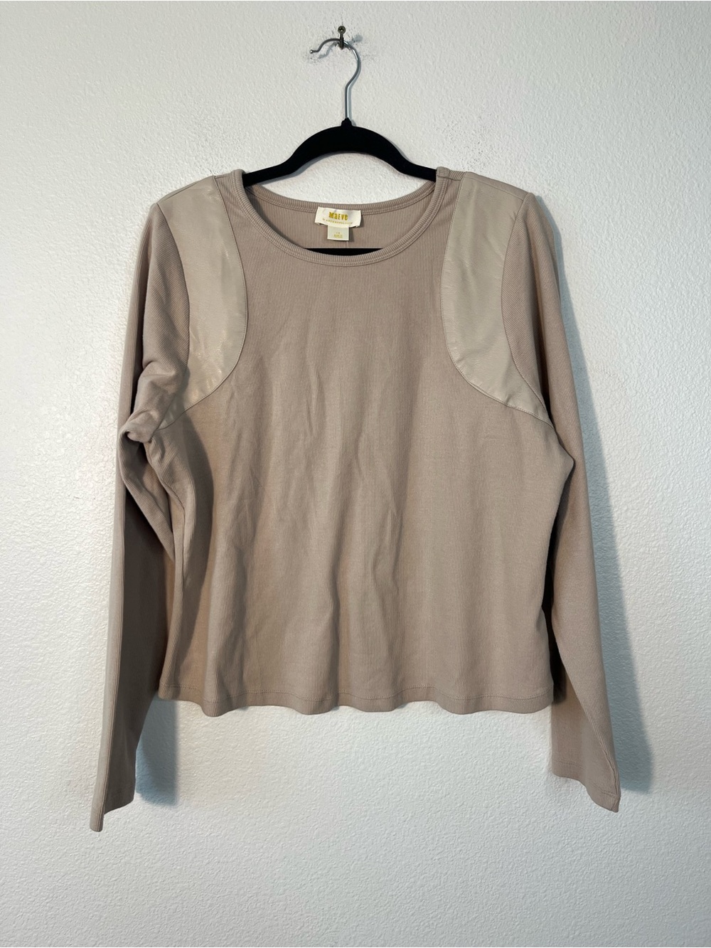 Maeve by Anthropologie Faux Leather-Inset Pullover Top Size 1X NEW - Picture 4 of 9